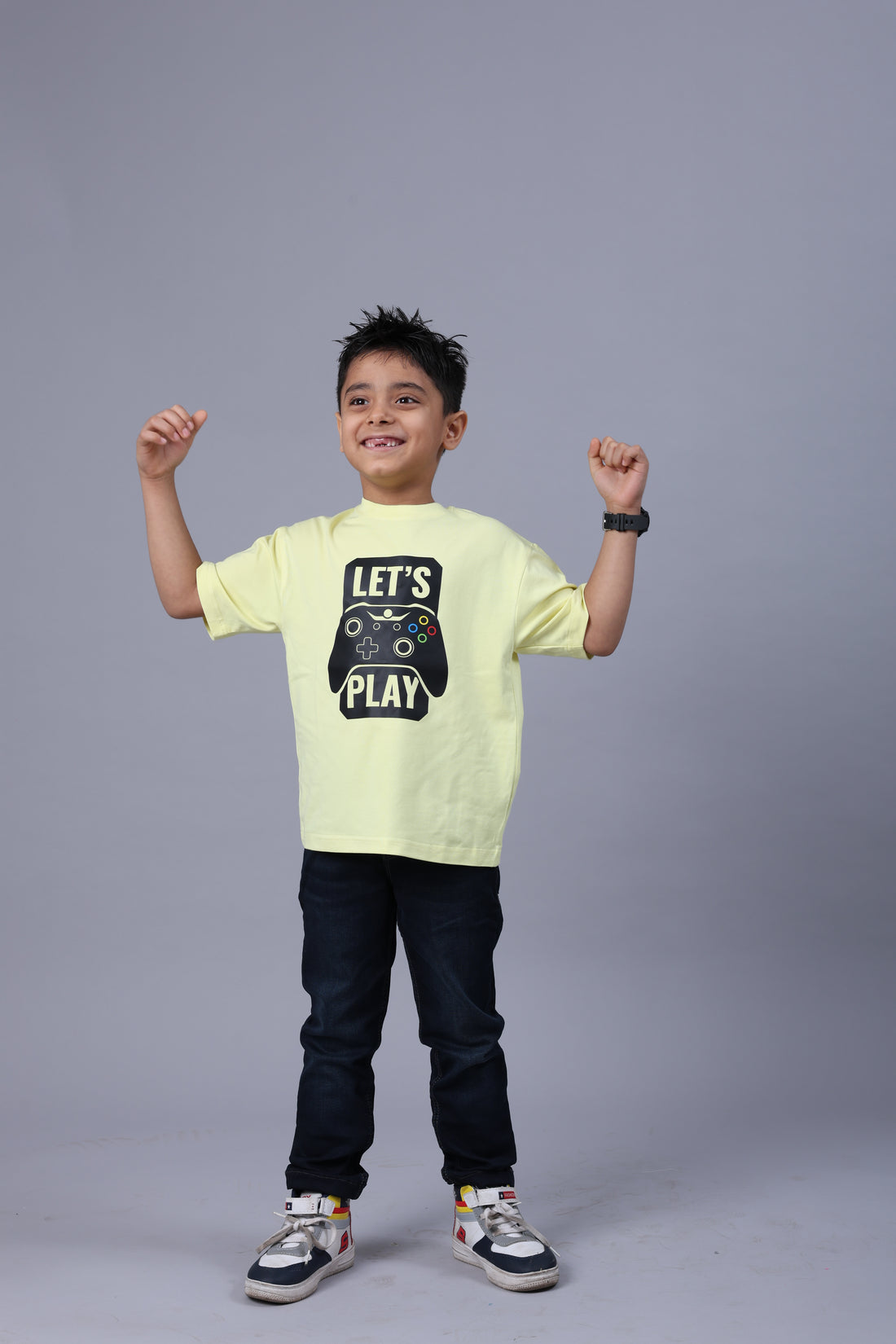 Paxton Bamboo Graphic T-Shirt | Let’s Play Gaming Print Kids Tee | Soft Breathable Kids wear India