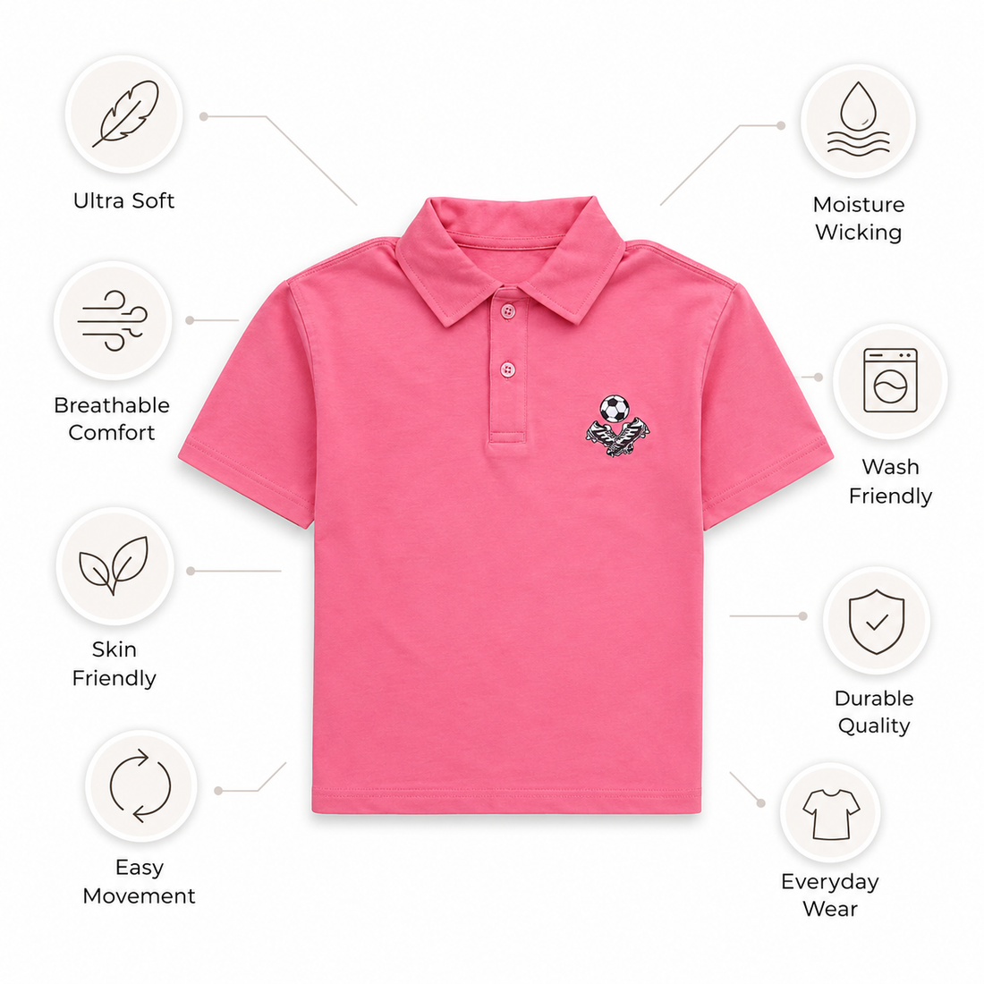 THEO Bamboo Polo T-Shirt | Smart Casual Kids Polo Tee | Soft Breathable Premium Kids wear India