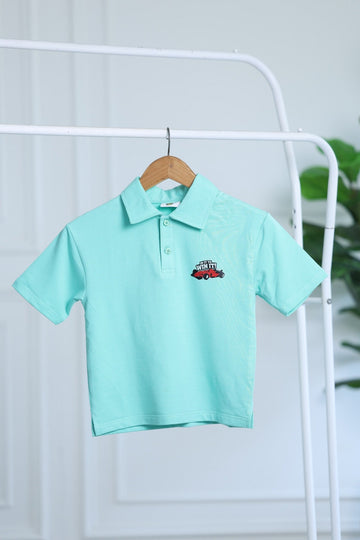JORDON Bamboo Polo T-Shirt | Race Car Detail Boys Polo Tee | Soft Breathable Kids wear India